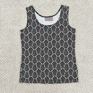 Chico's Black and White Chevron Tank Top Nylon Spandex Size (0) X-Small-Small